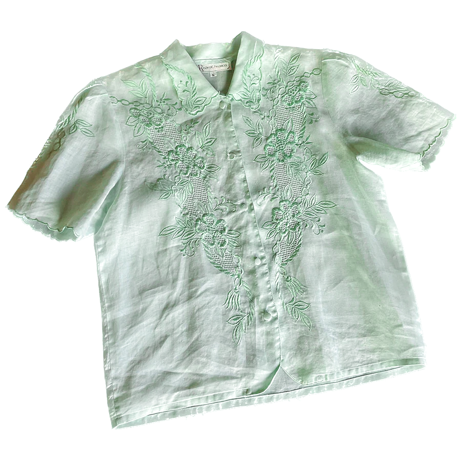 1970’s mint green blouse