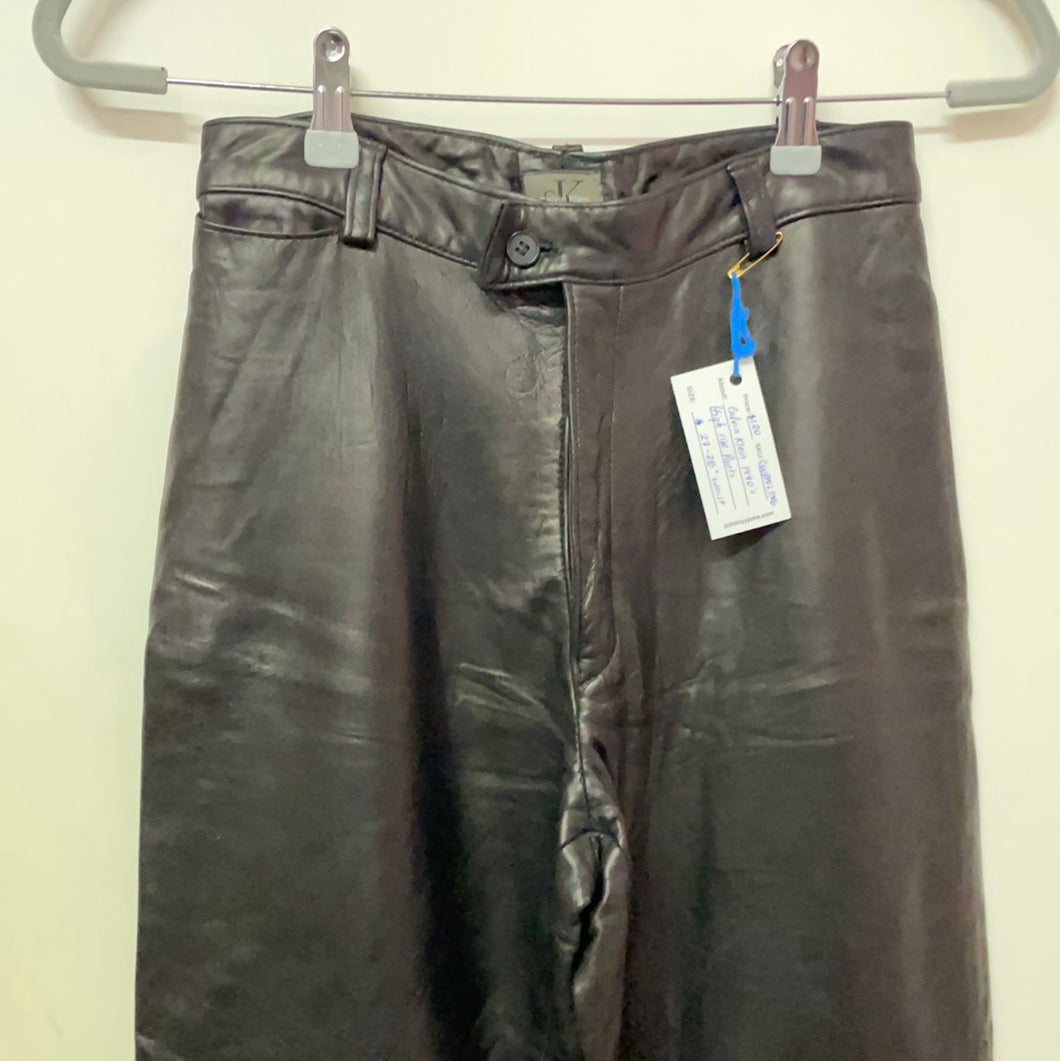 1990s Black Calvin Klein Leather Pants